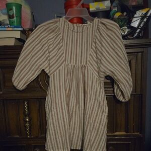 Copper Key Beige and Red Striped Kids Dress